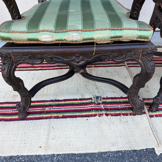 Antique Pair of Flemish Heavily Carved Ebonized Armchairs, Circa Mid-19th Century For Sale - Image 9 of 12