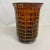 1980s Handblown Amber Glass Vase With Opaque Grid Design Encased For Sale - Image 4 of 10