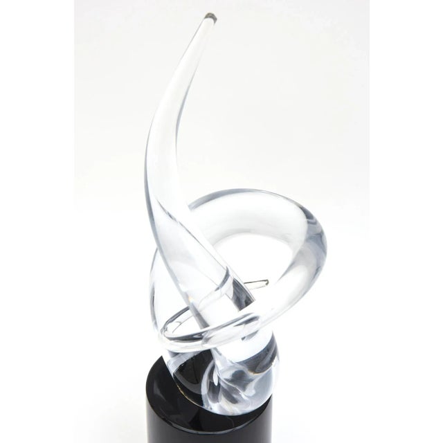Renato Anatra Vintage Murano Signed Twisted Hand Blown Glass Sculpture by Renatro Anatro in Clear and Black For Sale - Image 4 of 10