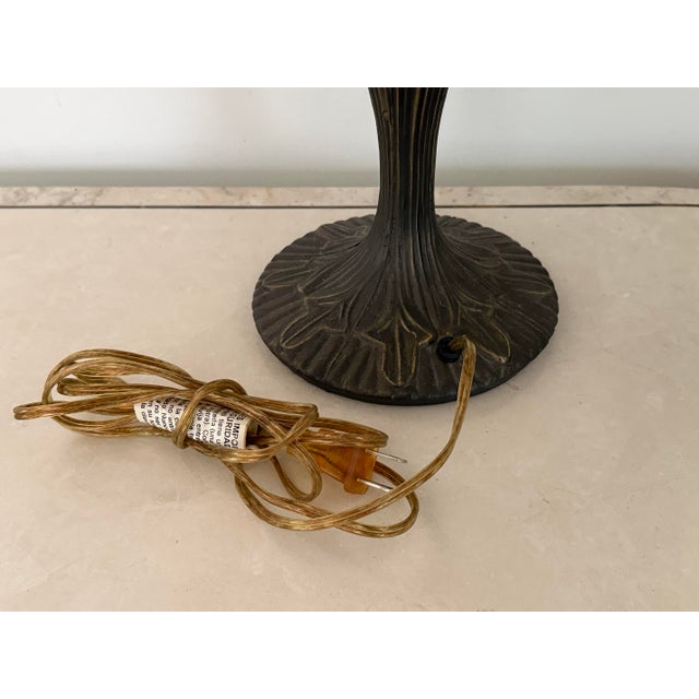 Vintage Mid 20th Century Tiffany Style Stained Glass Table Lamp For Sale - Image 10 of 11