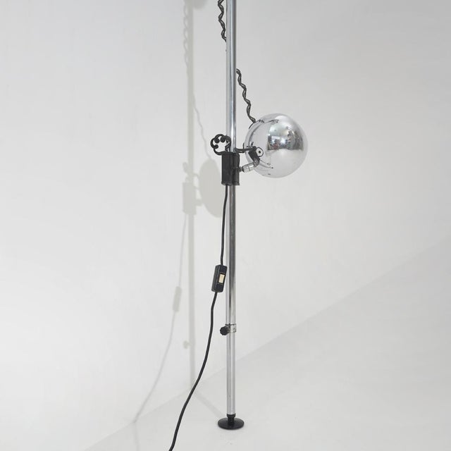 Silver Chrome Floor-to-Ceiling Lamp, 1970s For Sale - Image 8 of 14