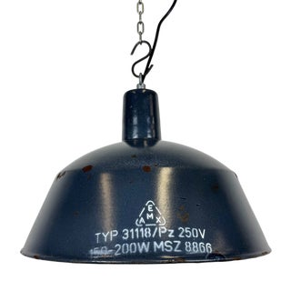 Industrial Dark Blue Enamel Pendant Lamp from Emax, 1960s For Sale