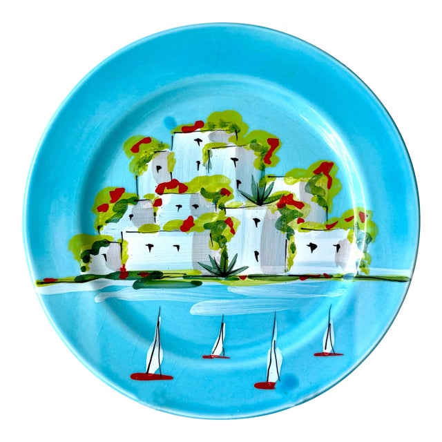 Vietri Al Porto Blue Coastal Dinner Plate For Sale