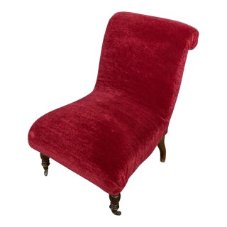 Spanish Red Scrollback Slipper Chair For Sale