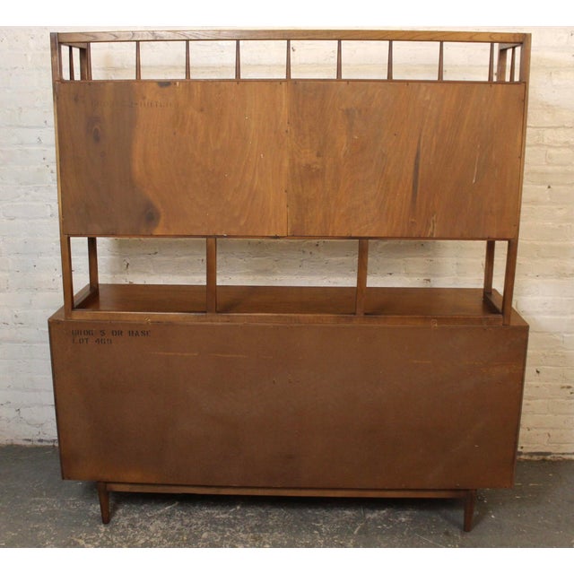 Brown American of Martinsville Walnut Server and Hutch Set For Sale - Image 8 of 18