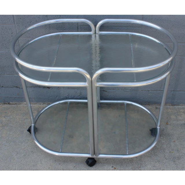Mid-Century Modern 1960s Polished Aluminum Cart For Sale - Image 3 of 7