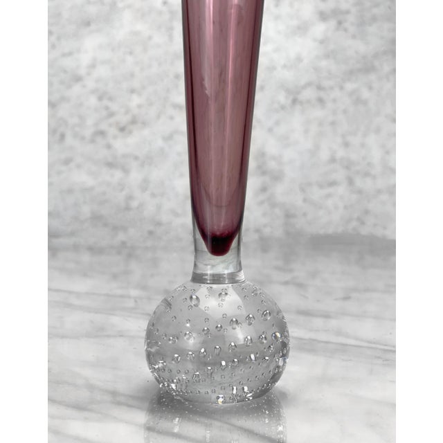 Mid-Century Hand Blown Amethyst Art Glass Bullicante Bud Vase For Sale - Image 4 of 6