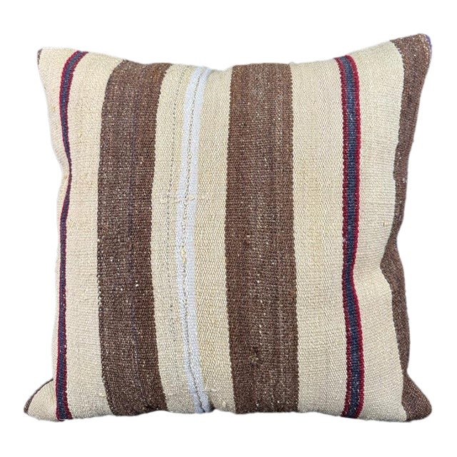 Turkish Hemp Pillow Cushion Natural Beige Brown Pillow Cushion Cover 24"x24" For Sale