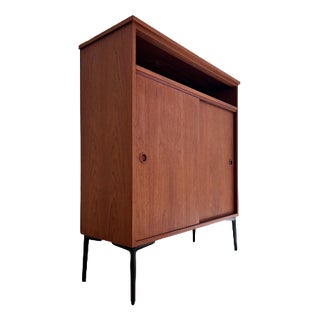 Danish Teak Wardrobe with Sliding Doors For Sale