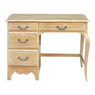 1990s Ethan Allen Country French Solid Birch 4 Drawer Writing Desk in Bisque (26-5417) For Sale