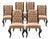 Set of 6 Elegant Beige Tufted Dining Chairs With Sculptural Black Wood Frames For Sale