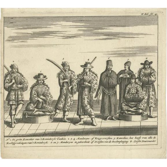 Tavernier, Royal Officials in Tunquin, 1682, Print For Sale