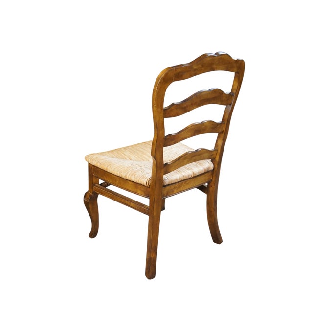 French Country Ballard Design 'Avignon' French Country Dining Chairs Set of 6 - Birch Wood and Rush Seats - Early 21st Century For Sale - Image 3 of 4
