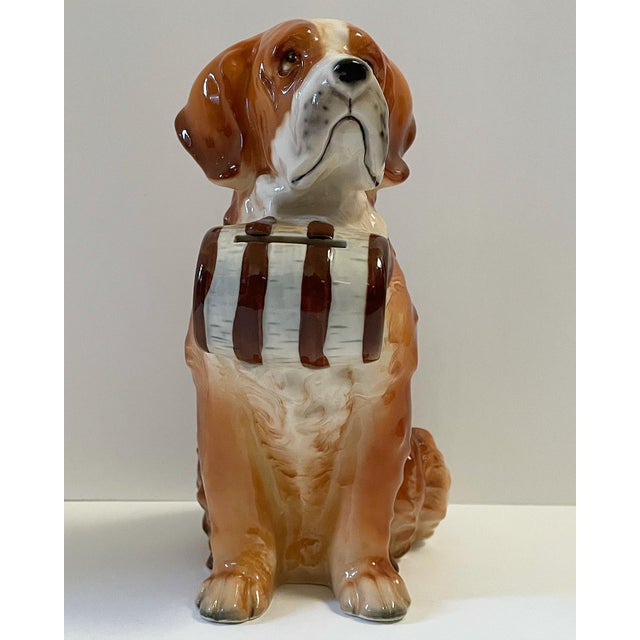 Brown Large Vintage Ceramic and Glazed St. Bernard Dog Bank For Sale - Image 8 of 11