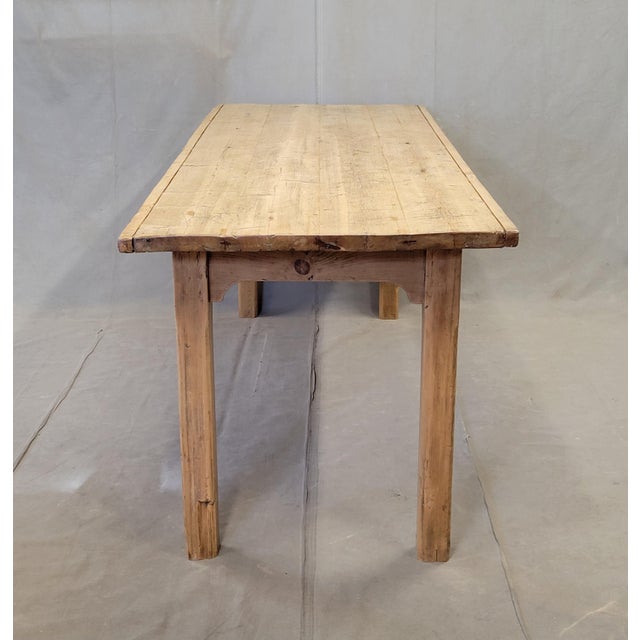 Early 20th Century Antique Circa 1900 French Light / Bleached Pine Rustic Farmhouse Worktable Dining Table For Sale - Image 5 of 14