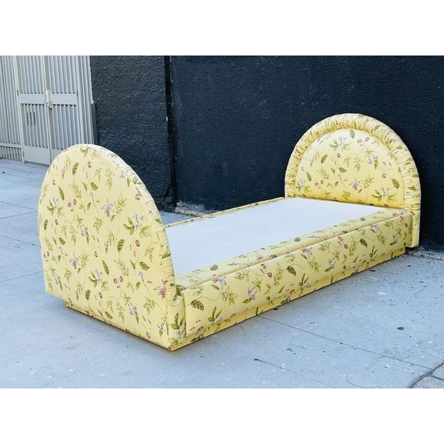 Vintage 1960s Floral Upholstered Twin Bed, Hollywood Regency Style For Sale - Image 4 of 15