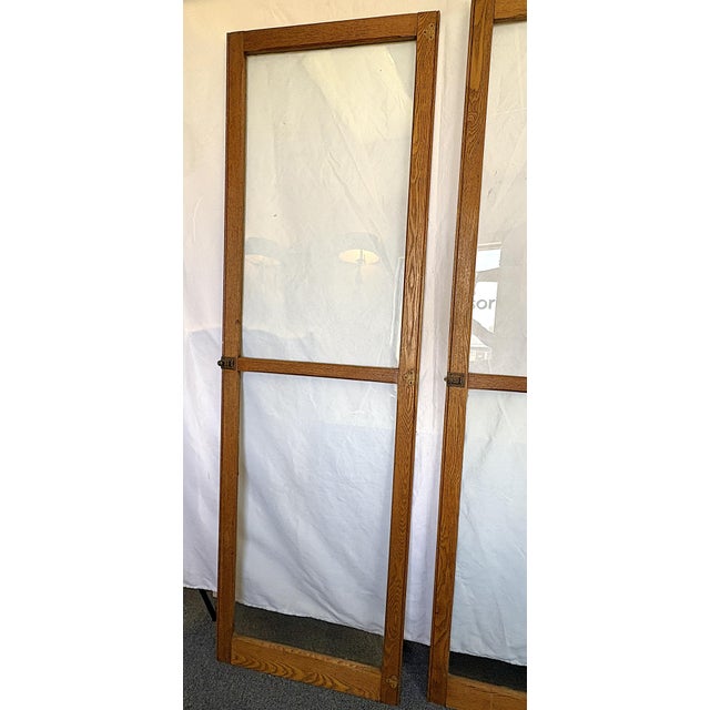 Vintage Architectural Salvage Oak and Glass Doors- Set of 3 For Sale - Image 4 of 18