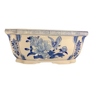 Chinoiserie Blue and White Planter For Sale