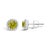 Contemporary 10K White Gold Green Peridot and 1/6 Cttw Diamond Halo Stud Earring For Sale - Image 3 of 5