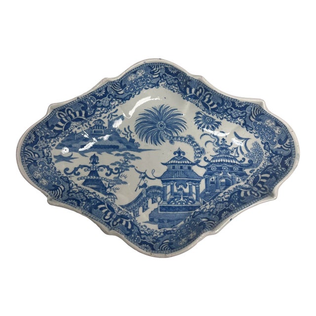 Antique Pearlware "Curling Palm" Dessert Dish For Sale