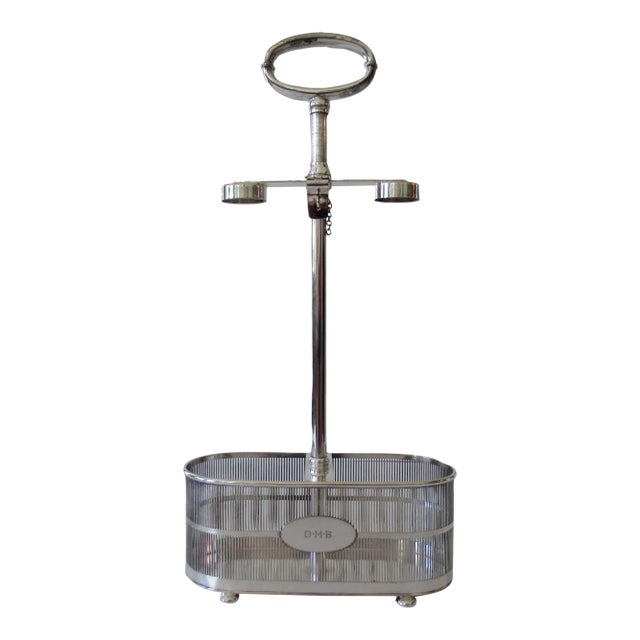 Vintage English Bernard Rice & Sons (Mfr.) by Apollo Silversmith Co.(Designer) Dual Wine Holder,Bottle Carrier Caddy & Server For Sale