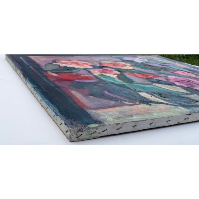 Wood 1980s “Still Life With Garden Roses” by Hannah Dalbey - For Sale - Image 7 of 8