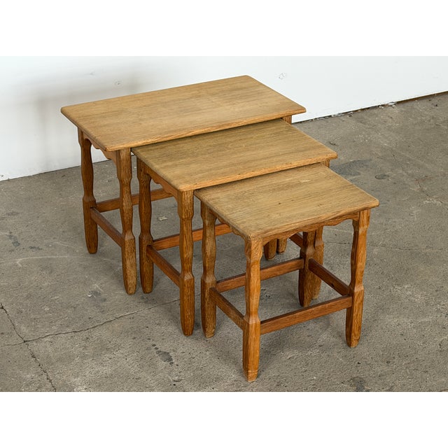 Scandinavian Modern Oak Nesting Tables from Henning Kjærnulf, Denmark, 1960s For Sale - Image 12 of 12