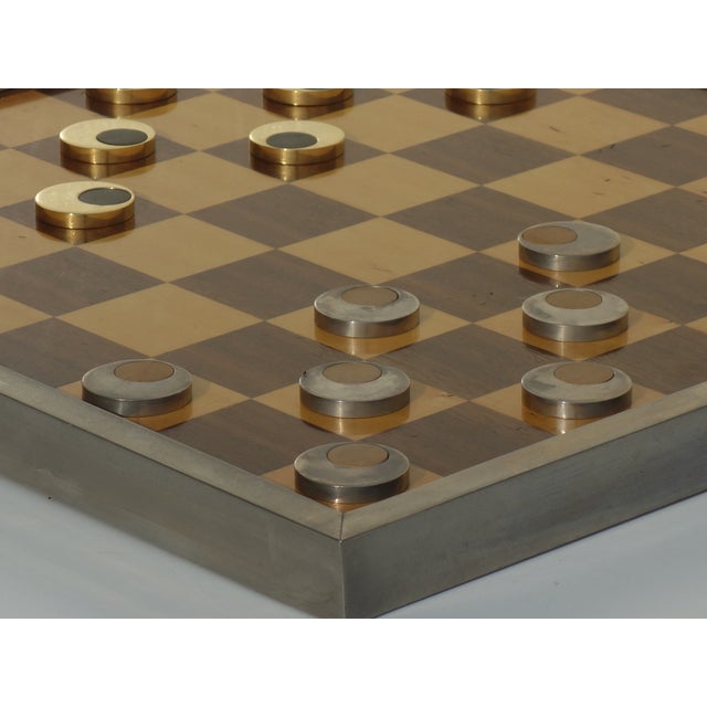 Italian Hollywood Regency Brass and Chrome-Plated Checked Game Board, 1970s For Sale - Image 12 of 15