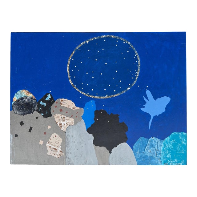 Nancy Goodman Lawrence Acrylic & Collage Painting - New Blue For Sale