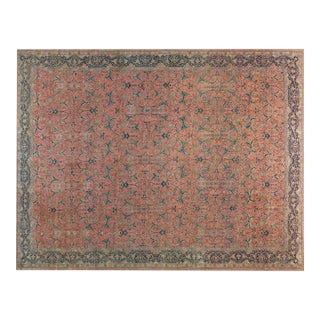 Authentic Persian Tabriz Pink Handmade Wool Rug For Sale