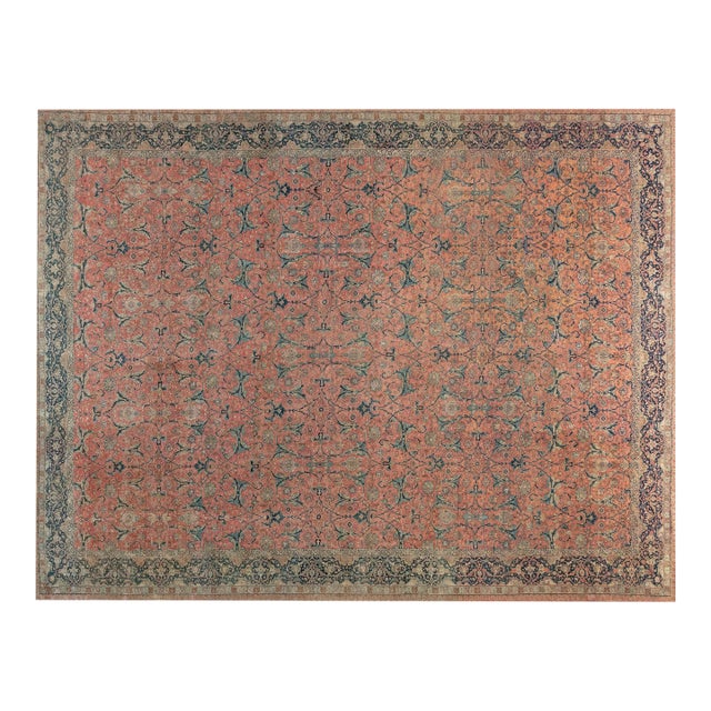 Authentic Persian Tabriz Pink Handmade Wool Rug For Sale