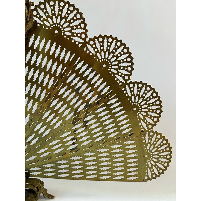 Vintage French Brass Fire Screen with Peacock Motif, 1960s For Sale - Image 6 of 12