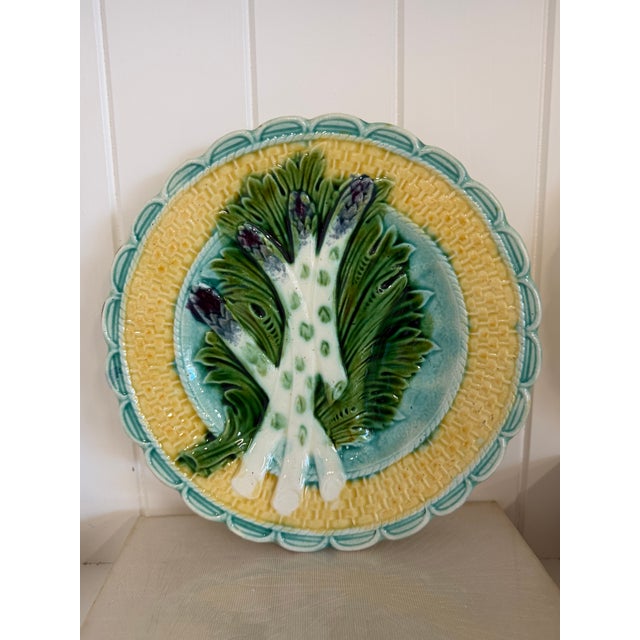 Asparagus Antique French Barbotine Majolica Asparagus Plates, Circa 1880–1900 - Set of Four For Sale - Image 8 of 8