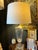 Elegant pair of vintage crystal table lamps featuring beautifully fluted crystal bodies on square lucite bases. Their...