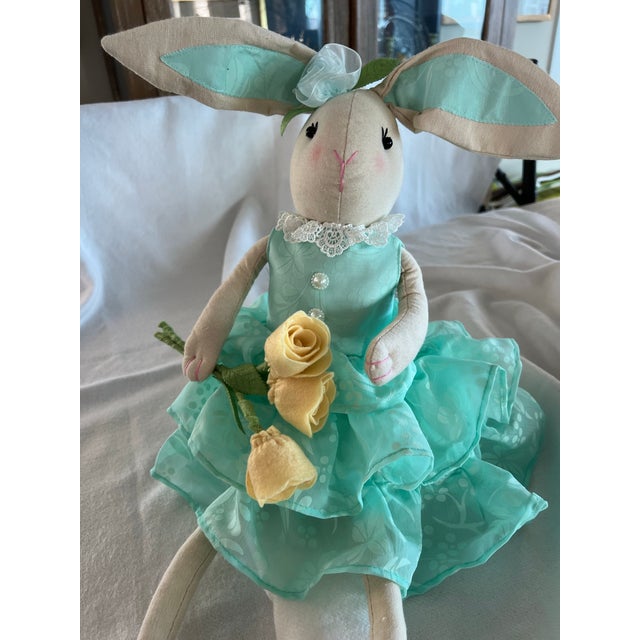 Ballerina Bunny Rabbit Teal Dress Yellow Flowers. 28” For Sale - Image 11 of 12