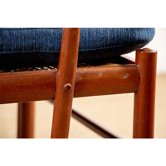 Blue Danish 2-Seater Sofa in Mahogany and Cane Model Pj 149/2 by Ole Wanscher for Poul Jeppesen, 1960s For Sale - Image 8 of 18