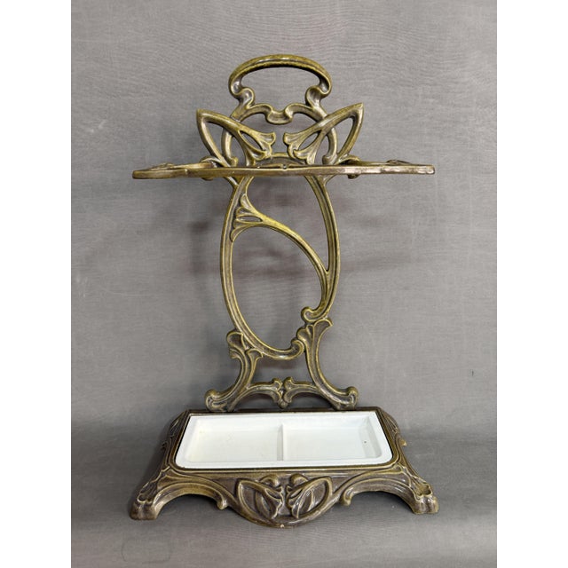 Art Nouveau Umbrella Stand, Deville & Cie. Model 120 - Enameled Cast Iron - France, ca. 1920 French Art Nouveau Cast Iron...
