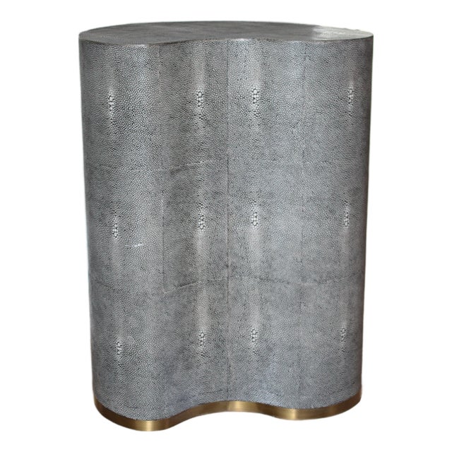 Kidney Shaped Custom Made Pebbled Leather Side Table For Sale