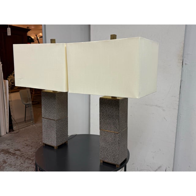 Design Plus Gallery presents a Pair of Beauchamp Table Lamps from Currey & Company. The luxurious embossed dark gray...