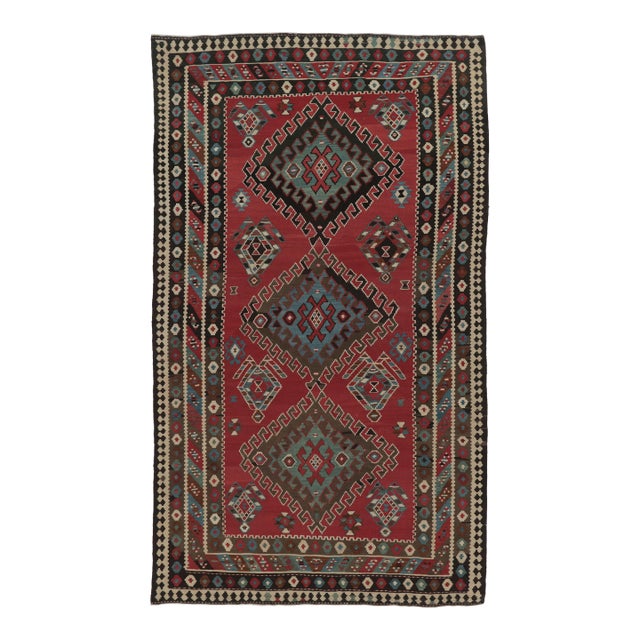 Vintage Persian Kilim, Red With Rich, Intricate Tribal Medallions - Rug & Kilim For Sale