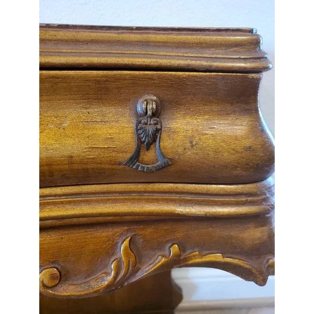 Bronze Italian Louis XV Style Serpentine Lacquered Wood Low Wall Hall Console Sofa Table For Sale - Image 8 of 11