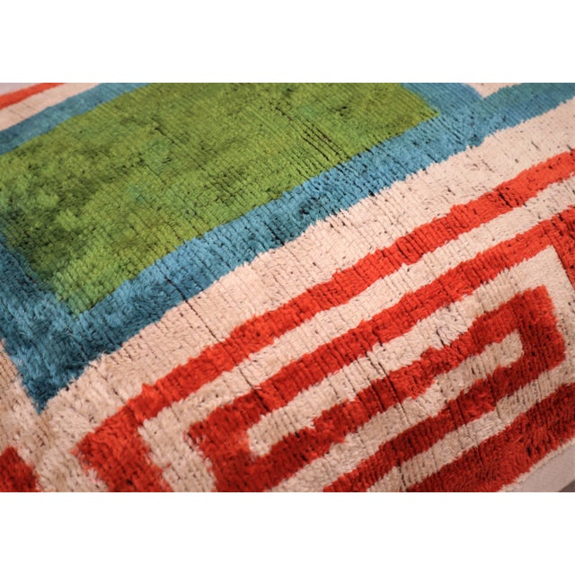 2020s Contemporary Luxury Green Bluish Velvet Throw Pillow & Down Insert For Sale - Image 5 of 9