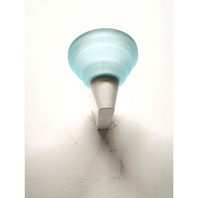 Mid-Century Modern Light Blue Glass Wall Lamp from Leucos, 1980s For Sale - Image 3 of 8