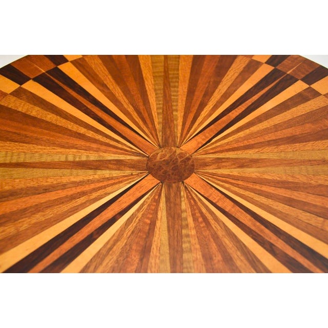 Wood Vintage French Inlaid Starburst Side Table, 1950s For Sale - Image 7 of 9