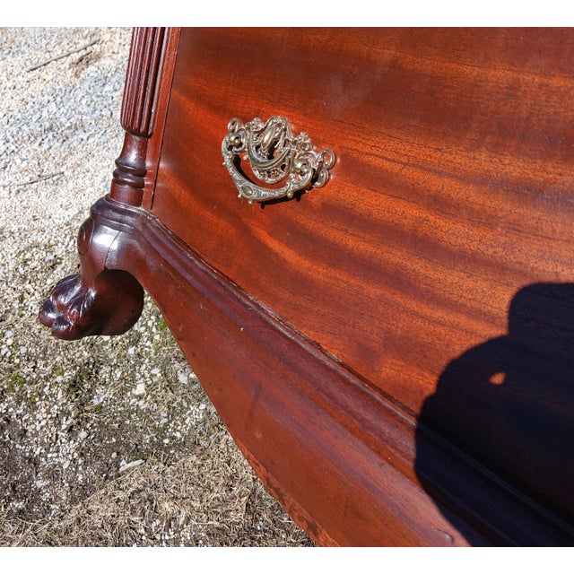 Antique Victorian Mahogany Chest of Drawers W Claw Feet and Six Drawers 1930s For Sale - Image 9 of 18