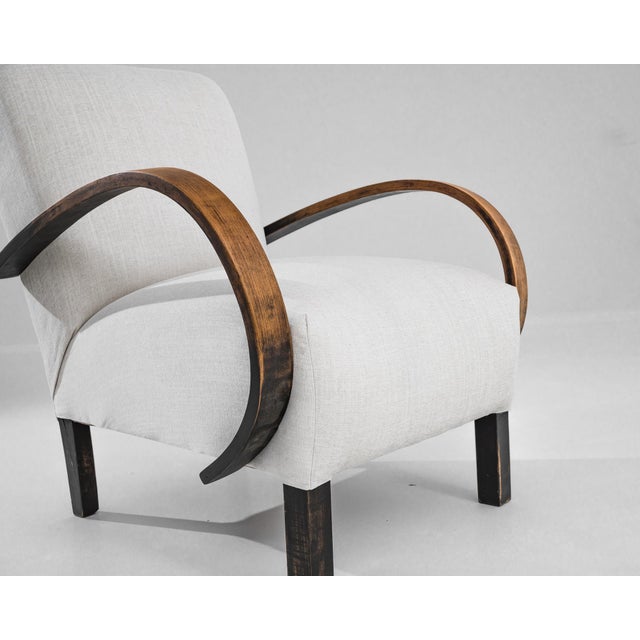 Jindrich Halabala 1950s Czech Wooden Armchair by J. Halabala For Sale - Image 4 of 4