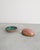 A rare and small decorative swedish mid century pink and yellow glazed stoneware box with a green inside by the swedish...