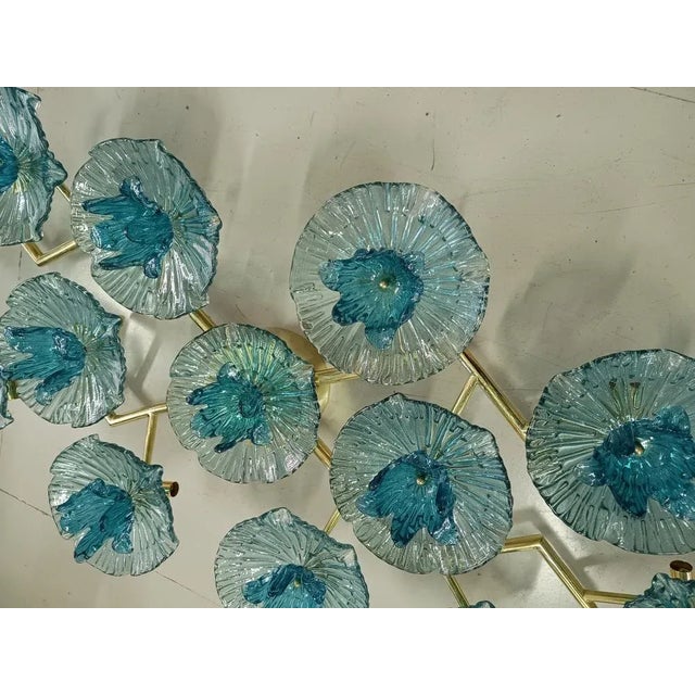 2000 - 2009 Mid-Century Modern Murano Art Glass and Brass Wall Light For Sale - Image 5 of 10