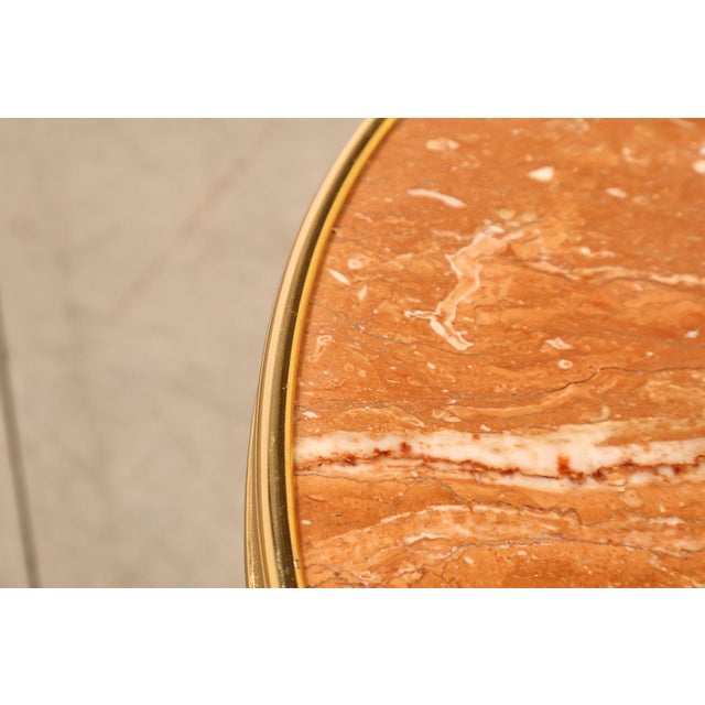 Brass Mid 20th Century Neoclassical Style Pair of Marble Top Gueridon Side Tables For Sale - Image 8 of 18