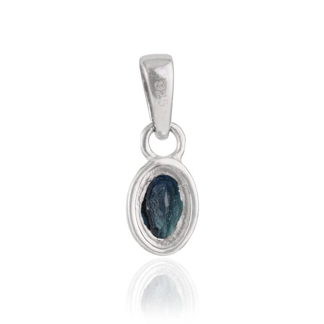 Not Yet Made - Made To Order Minimalist Oval 0.6 Ct Blue Sapphire Bezel Set Solitaire Stackable Pendant in 925 Silver For Sale - Image 5 of 12
